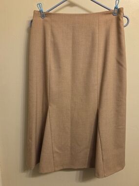 Vintage Susan Bristol Tan Flared Midi Skirt 6 Quiet Luxury Preppy Corporate Girl